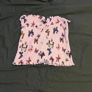 White butterfly tube top